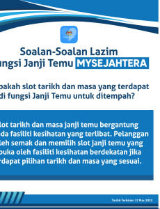 Soalan-Soalan Lazim Fungsi Janji Temu MySejahtera: Apakah Slot Tarikh dan Masa Untuk Ditempah?